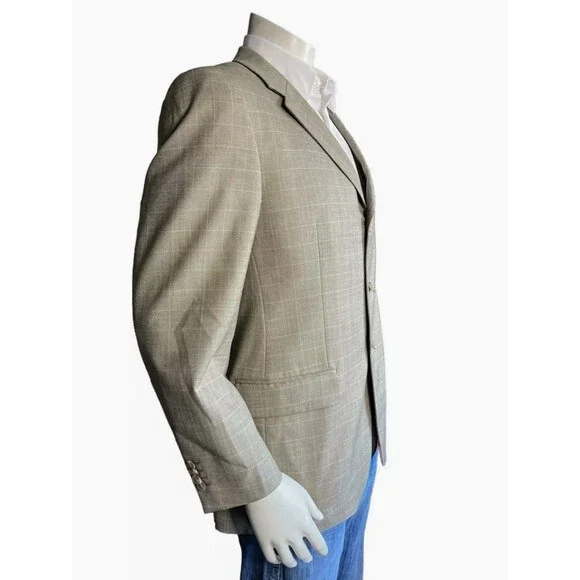 Ermenegildo Zegna x Gritti Men's 40S Blazer Windowpane Single Breasted 3 Button